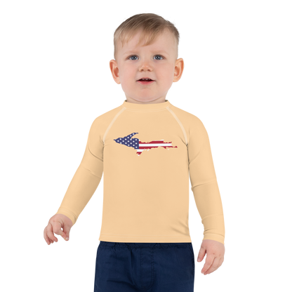 Michigan Upper Peninsula Rash Guard (w/ UP USA Flag) | Toddler - Pale Apricot