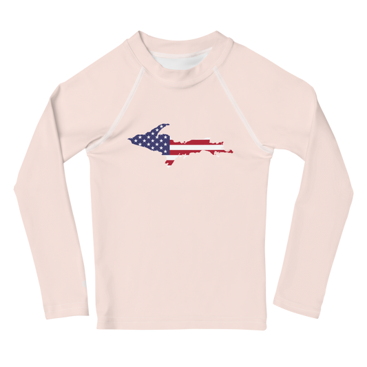 Michigan Upper Peninsula Rash Guard (w/ UP USA Flag) | Toddler - Champagne Pink