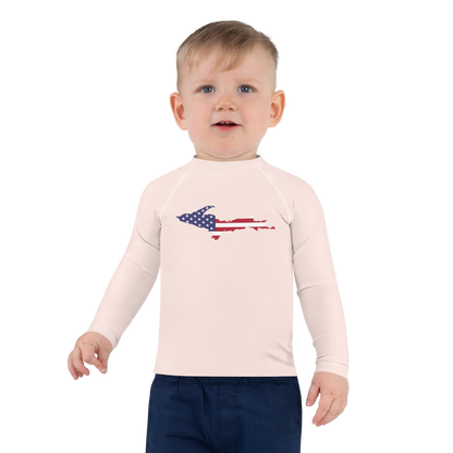 Michigan Upper Peninsula Rash Guard (w/ UP USA Flag) | Toddler - Champagne Pink