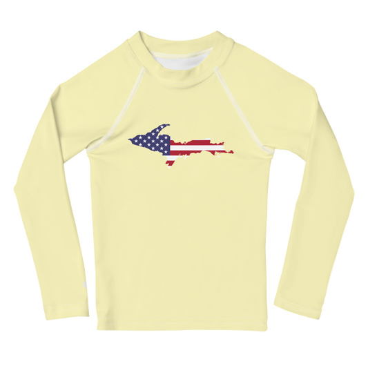 Michigan Upper Peninsula Rash Guard (w/ UP USA Flag) | Toddler - Canary Yellow