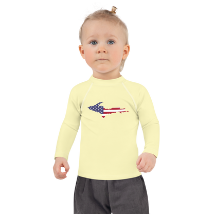 Michigan Upper Peninsula Rash Guard (w/ UP USA Flag) | Toddler - Canary Yellow