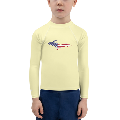 Michigan Upper Peninsula Rash Guard (w/ UP USA Flag) | Toddler - Canary Yellow