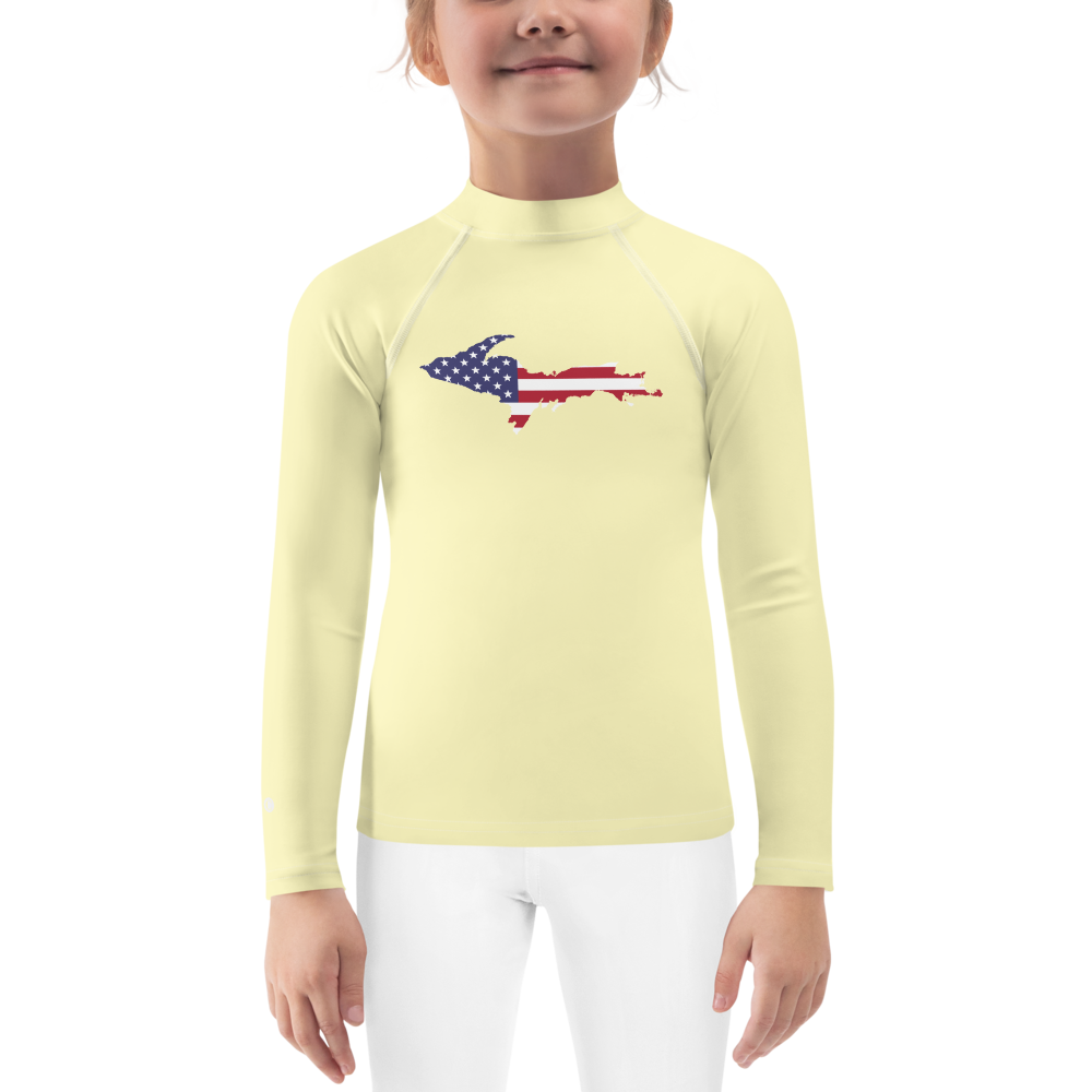 Michigan Upper Peninsula Rash Guard (w/ UP USA Flag) | Toddler - Canary Yellow