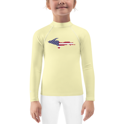 Michigan Upper Peninsula Rash Guard (w/ UP USA Flag) | Toddler - Canary Yellow