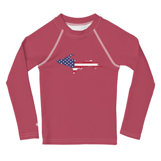 Michigan Upper Peninsula Rash Guard (w/ UP USA Flag) | Toddler - Popstar Pink