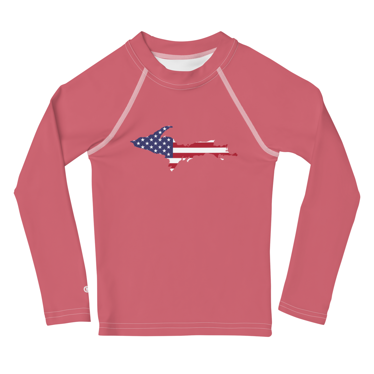 Michigan Upper Peninsula Rash Guard (w/ UP USA Flag) | Toddler - Watermelon Pink