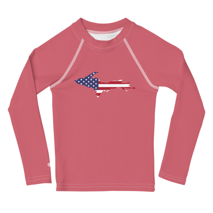 Michigan Upper Peninsula Rash Guard (w/ UP USA Flag) | Toddler - Watermelon Pink