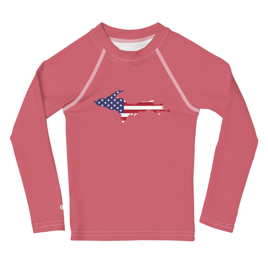 Michigan Upper Peninsula Rash Guard (w/ UP USA Flag) | Toddler - Watermelon Pink