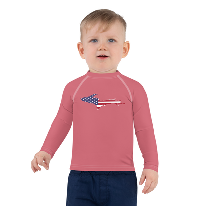 Michigan Upper Peninsula Rash Guard (w/ UP USA Flag) | Toddler - Watermelon Pink