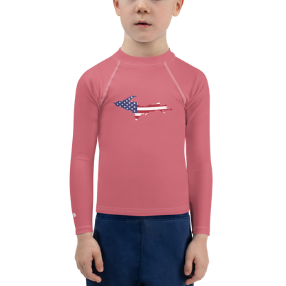 Michigan Upper Peninsula Rash Guard (w/ UP USA Flag) | Toddler - Watermelon Pink