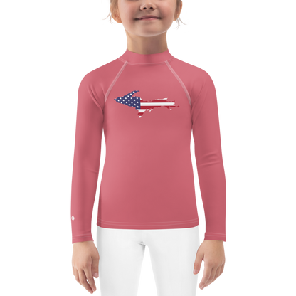 Michigan Upper Peninsula Rash Guard (w/ UP USA Flag) | Toddler - Watermelon Pink