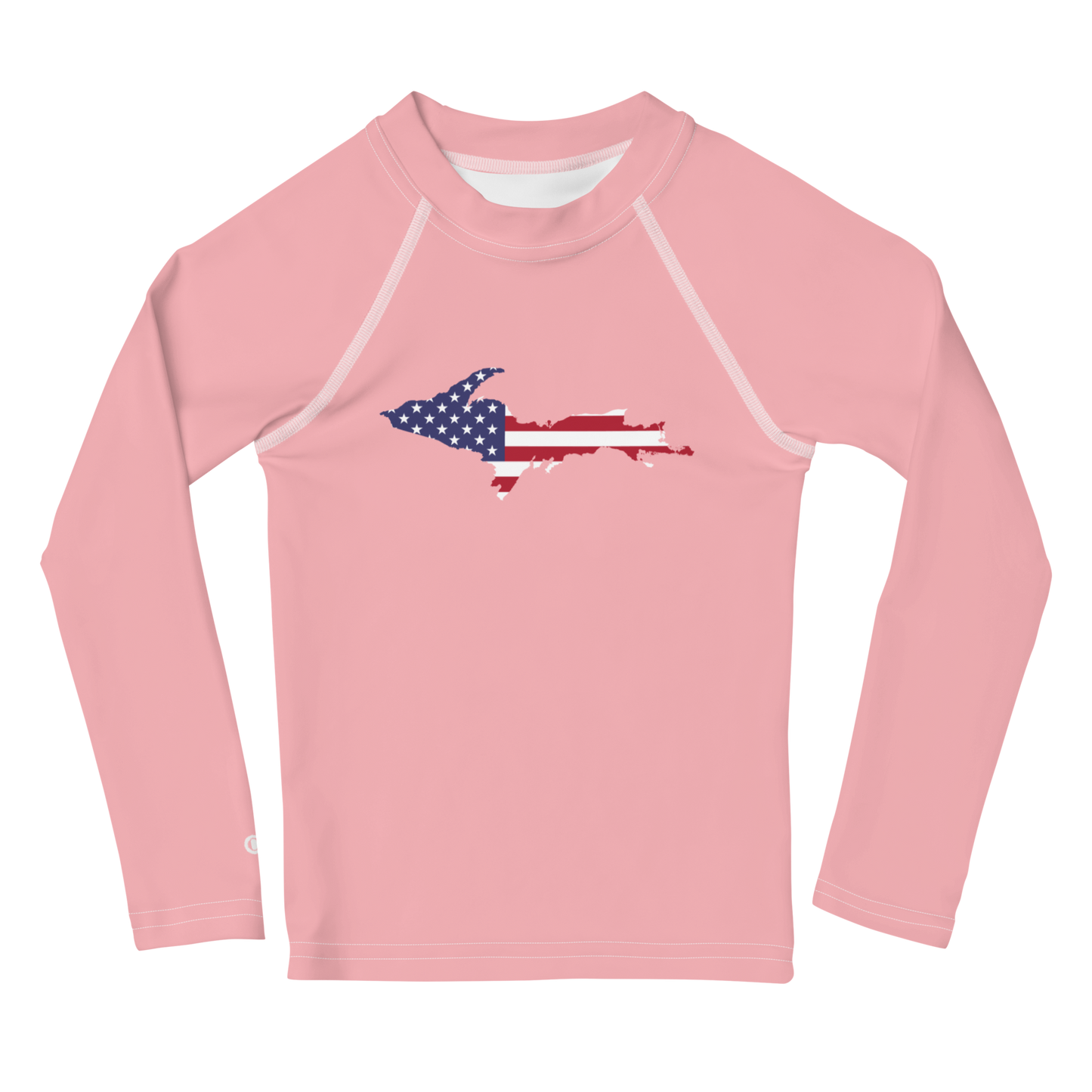 Michigan Upper Peninsula Rash Guard (w/ UP USA Flag) | Toddler - Strawberry Pink