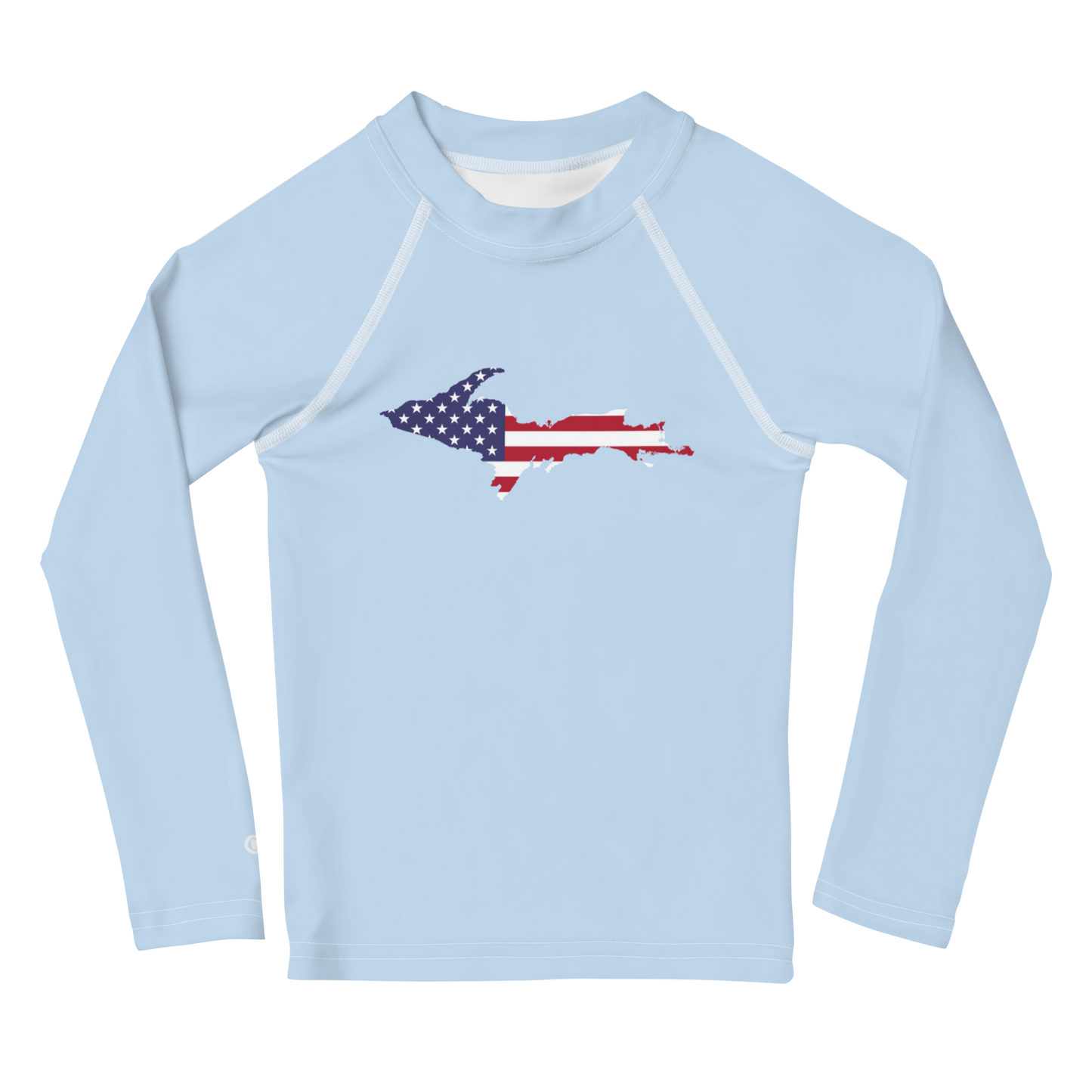 Michigan Upper Peninsula Rash Guard (w/ UP USA Flag) | Toddler - Light Blue