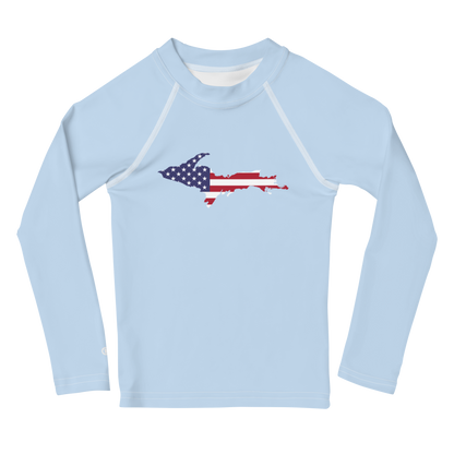 Michigan Upper Peninsula Rash Guard (w/ UP USA Flag) | Toddler - Light Blue