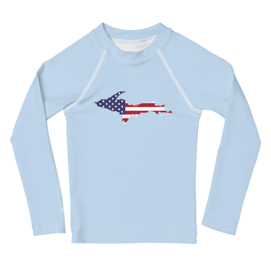 Michigan Upper Peninsula Rash Guard (w/ UP USA Flag) | Toddler - Light Blue