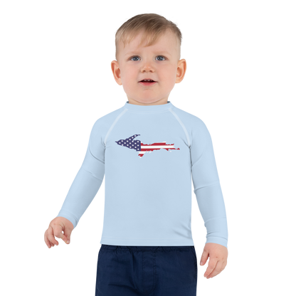 Michigan Upper Peninsula Rash Guard (w/ UP USA Flag) | Toddler - Light Blue