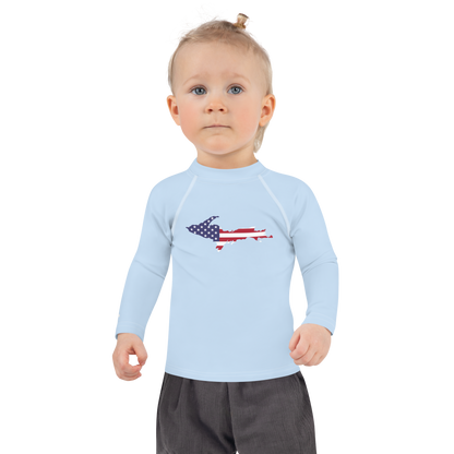 Michigan Upper Peninsula Rash Guard (w/ UP USA Flag) | Toddler - Light Blue