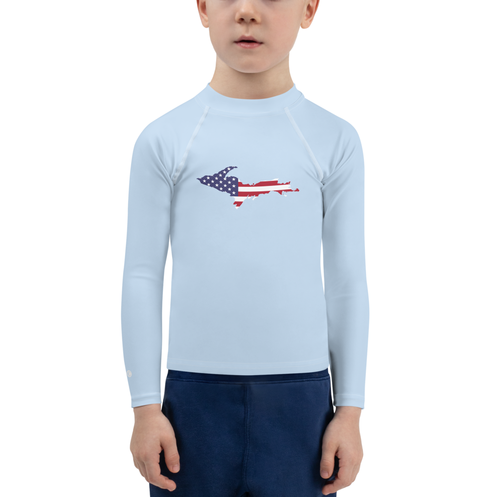 Michigan Upper Peninsula Rash Guard (w/ UP USA Flag) | Toddler - Light Blue