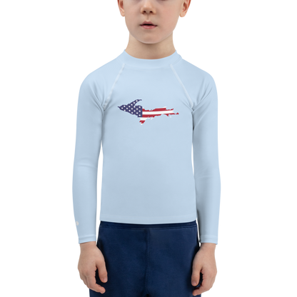 Michigan Upper Peninsula Rash Guard (w/ UP USA Flag) | Toddler - Light Blue