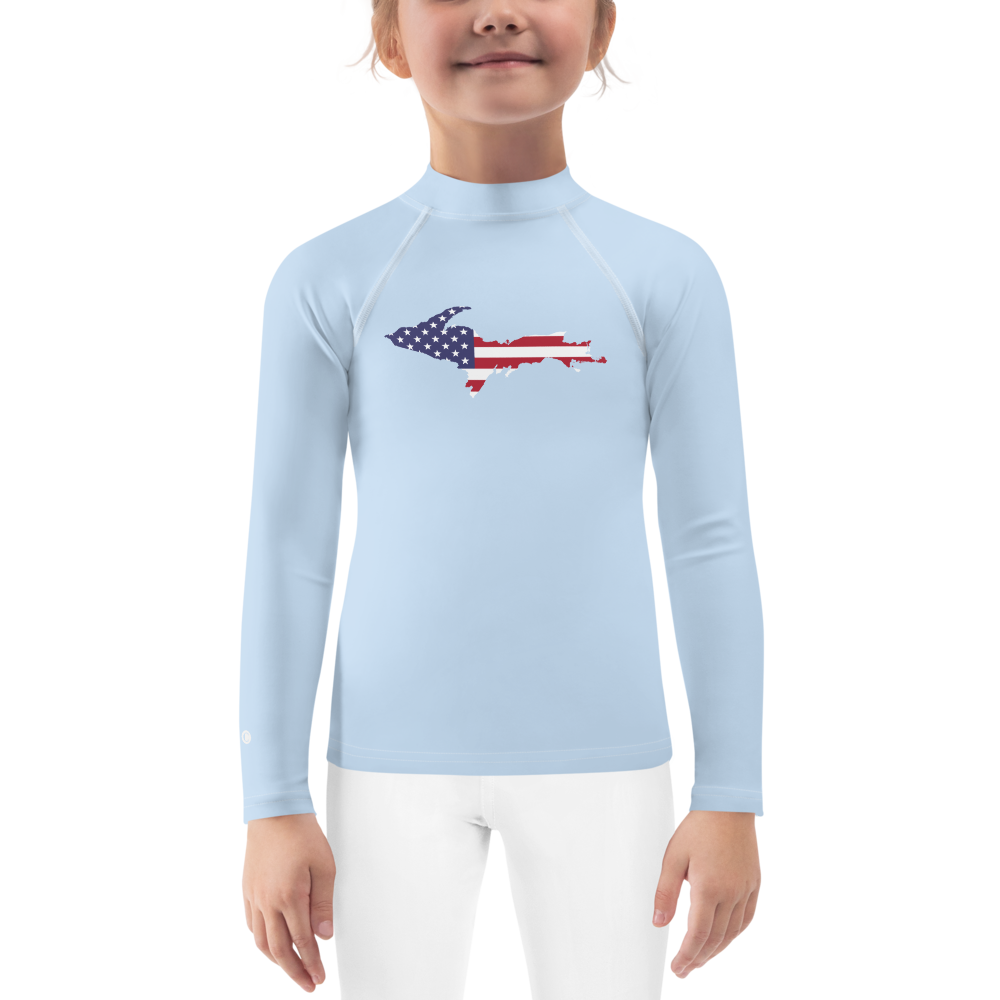 Michigan Upper Peninsula Rash Guard (w/ UP USA Flag) | Toddler - Light Blue