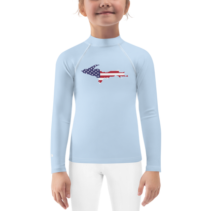 Michigan Upper Peninsula Rash Guard (w/ UP USA Flag) | Toddler - Light Blue