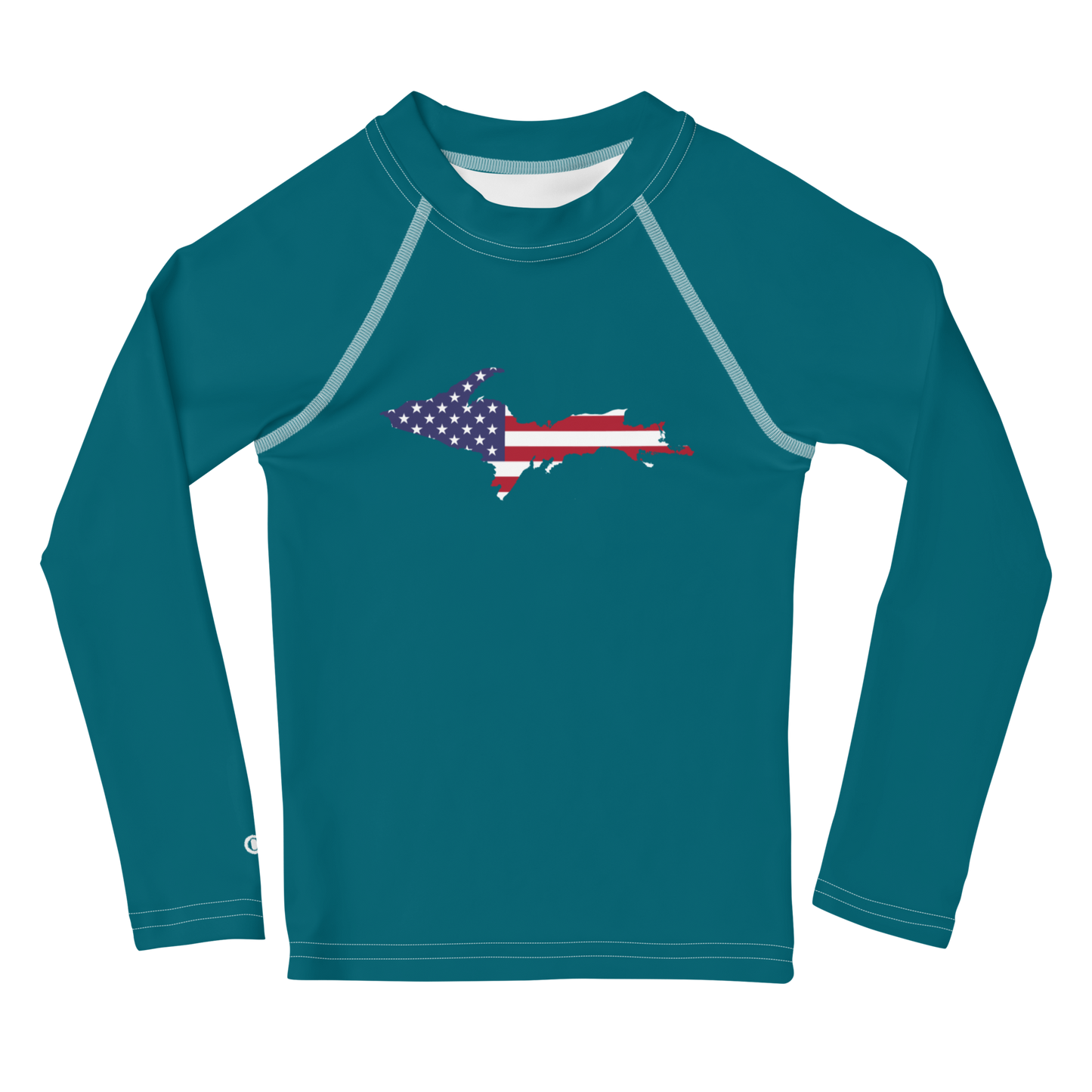 Michigan Upper Peninsula Rash Guard (w/ UP USA Flag) | Toddler - Auburn HIlls Teal