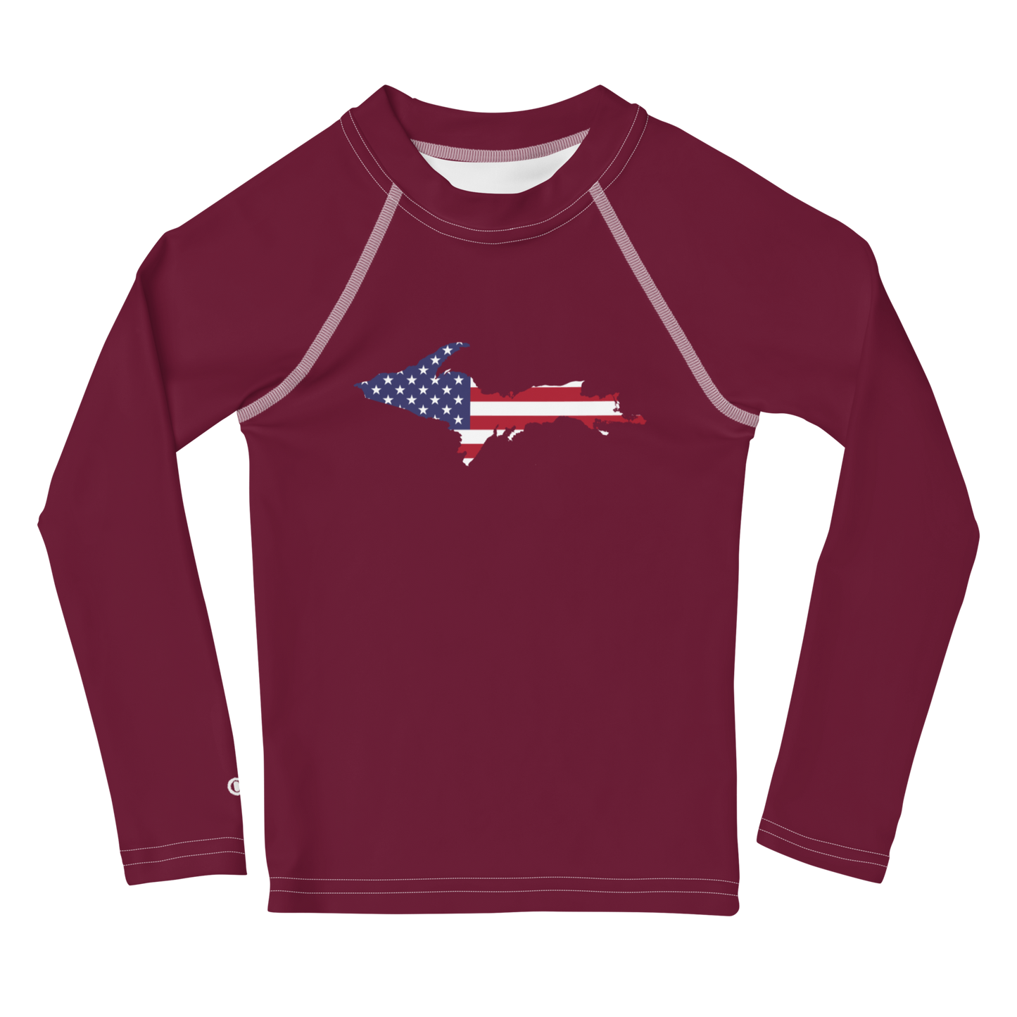 Michigan Upper Peninsula Rash Guard (w/ UP USA Flag) | Toddler - Old Mission Burgundy