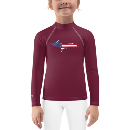 Michigan Upper Peninsula Rash Guard (w/ UP USA Flag) | Toddler - Old Mission Burgundy