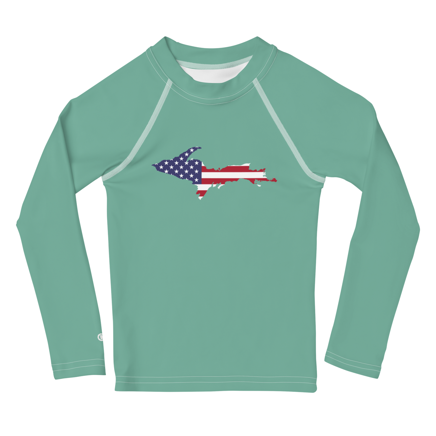 Michigan Upper Peninsula Rash Guard (w/ UP USA Flag) | Toddler - Metallic Mint Green