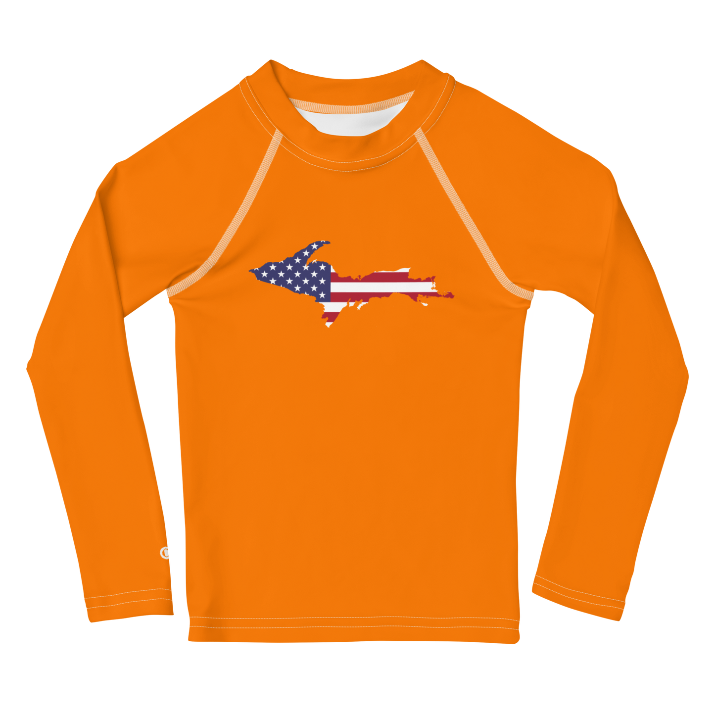 Michigan Upper Peninsula Rash Guard (w/ UP USA Flag) | Toddler - Safety Orange