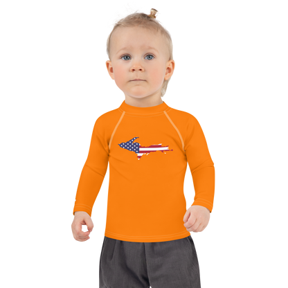 Michigan Upper Peninsula Rash Guard (w/ UP USA Flag) | Toddler - Safety Orange