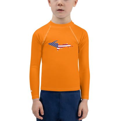 Michigan Upper Peninsula Rash Guard (w/ UP USA Flag) | Toddler - Safety Orange