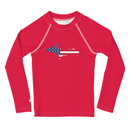 Michigan Upper Peninsula Rash Guard (w/ UP USA Flag) | Toddler - Lighthouse Red