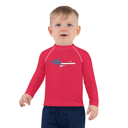 Michigan Upper Peninsula Rash Guard (w/ UP USA Flag) | Toddler - Lighthouse Red