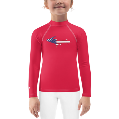 Michigan Upper Peninsula Rash Guard (w/ UP USA Flag) | Toddler - Lighthouse Red