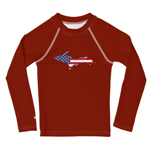 Michigan Upper Peninsula Rash Guard (w/ UP USA Flag) | Toddler - Cherryland Red