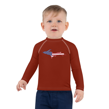 Michigan Upper Peninsula Rash Guard (w/ UP USA Flag) | Toddler - Cherryland Red