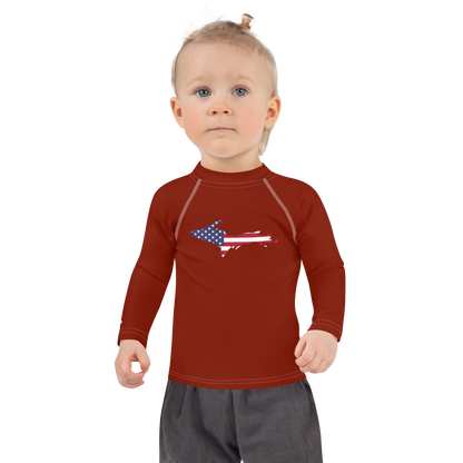 Michigan Upper Peninsula Rash Guard (w/ UP USA Flag) | Toddler - Cherryland Red