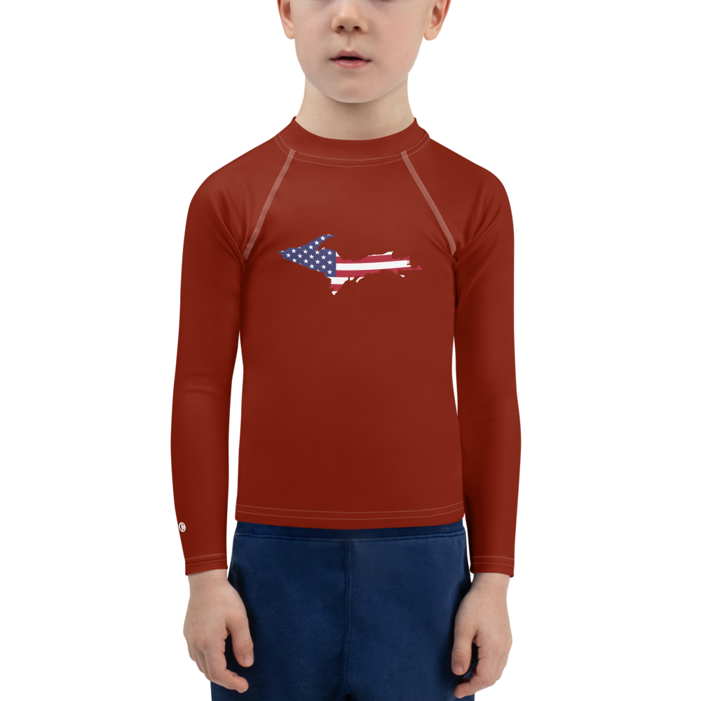 Michigan Upper Peninsula Rash Guard (w/ UP USA Flag) | Toddler - Cherryland Red