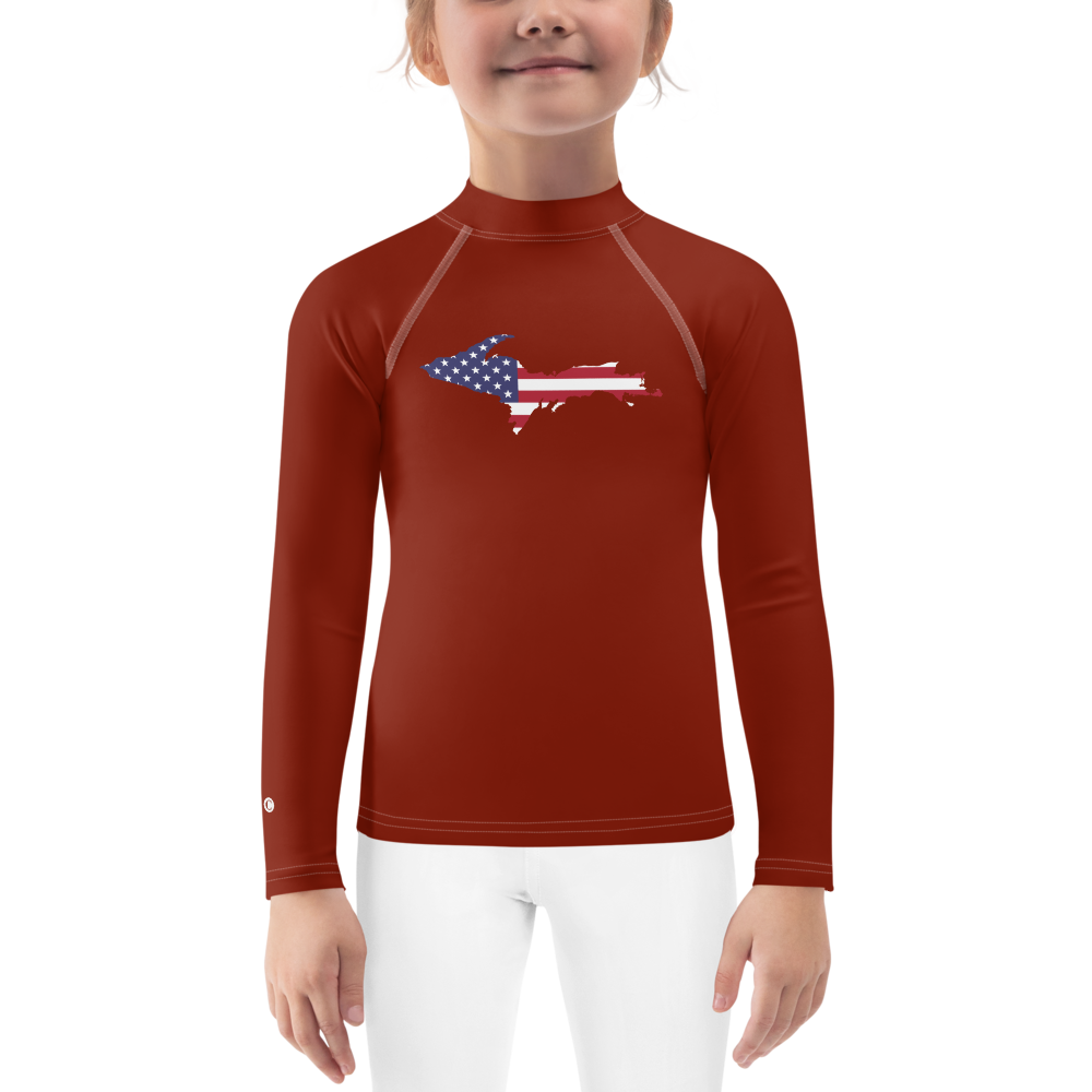 Michigan Upper Peninsula Rash Guard (w/ UP USA Flag) | Toddler - Cherryland Red