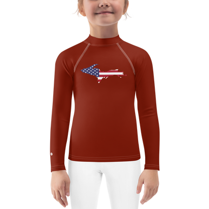 Michigan Upper Peninsula Rash Guard (w/ UP USA Flag) | Toddler - Cherryland Red