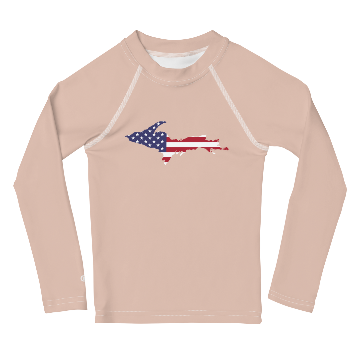 Michigan Upper Peninsula Rash Guard (w/ UP USA Flag) | Toddler - Rose Gold