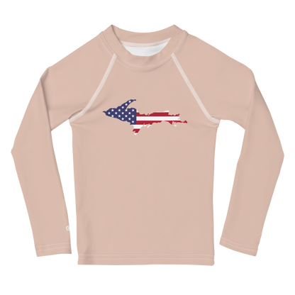 Michigan Upper Peninsula Rash Guard (w/ UP USA Flag) | Toddler - Rose Gold