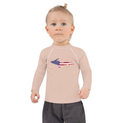 Michigan Upper Peninsula Rash Guard (w/ UP USA Flag) | Toddler - Rose Gold