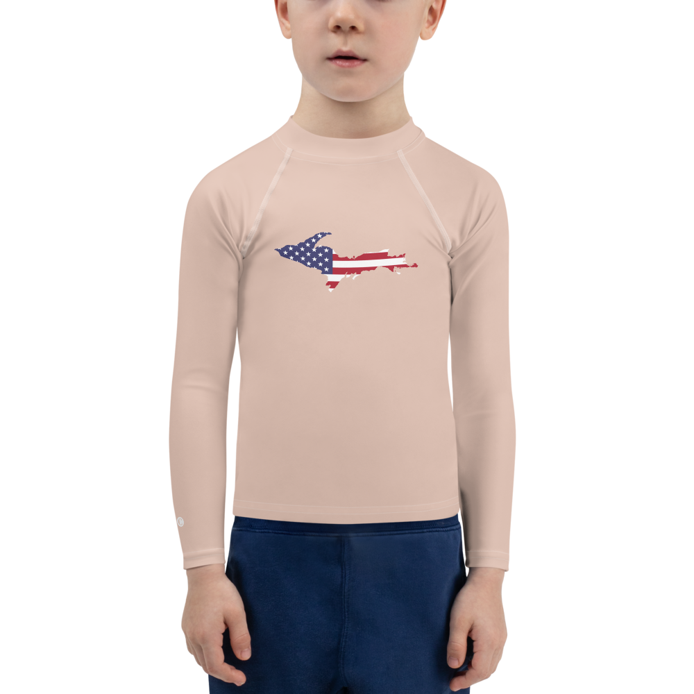 Michigan Upper Peninsula Rash Guard (w/ UP USA Flag) | Toddler - Rose Gold