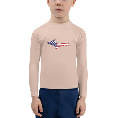 Michigan Upper Peninsula Rash Guard (w/ UP USA Flag) | Toddler - Rose Gold