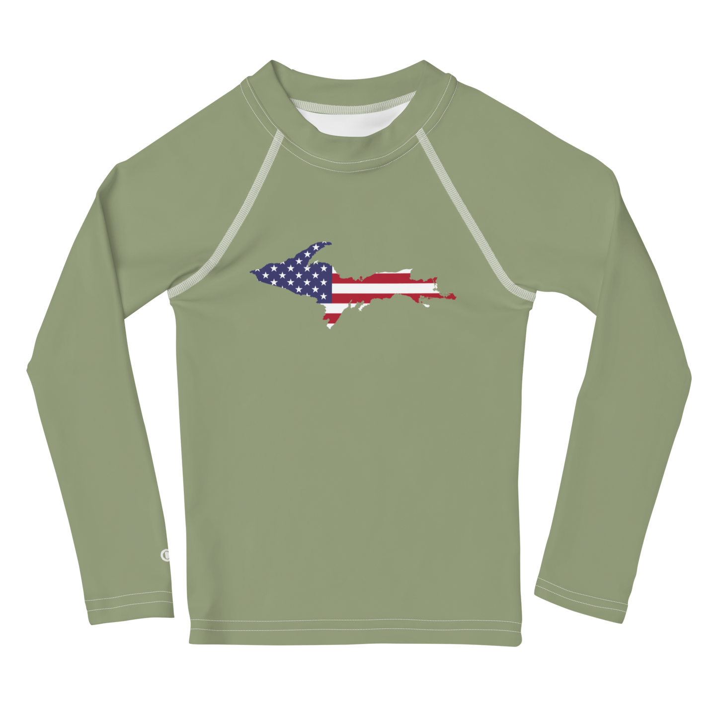 Michigan Upper Peninsula Rash Guard (w/ UP USA Flag) | Toddler - Beachgrass Green