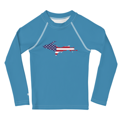 Michigan Upper Peninsula Rash Guard (w/ UP USA Flag) | Toddler - Lake Michigan Blue