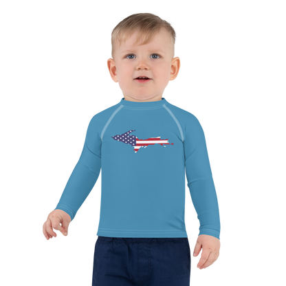 Michigan Upper Peninsula Rash Guard (w/ UP USA Flag) | Toddler - Lake Michigan Blue