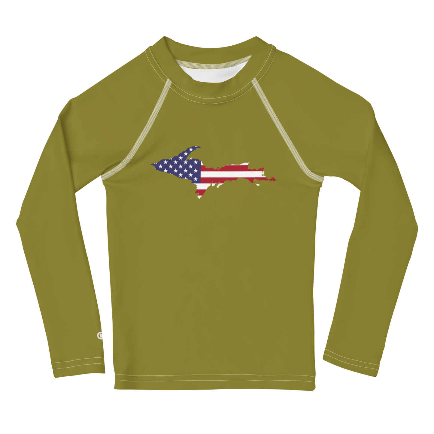 Michigan Upper Peninsula Rash Guard (w/ UP USA Flag) | Toddler - Scrub Gold